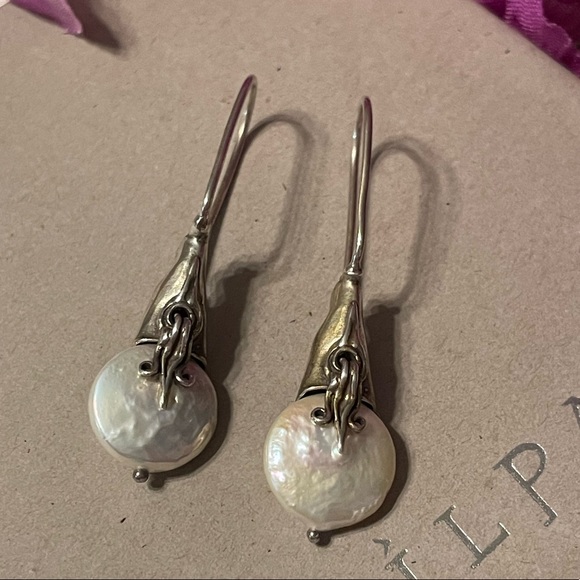 Silpada RARE Coin Pearl Sterling Silver Earrings W1269 - Picture 10 of 16
